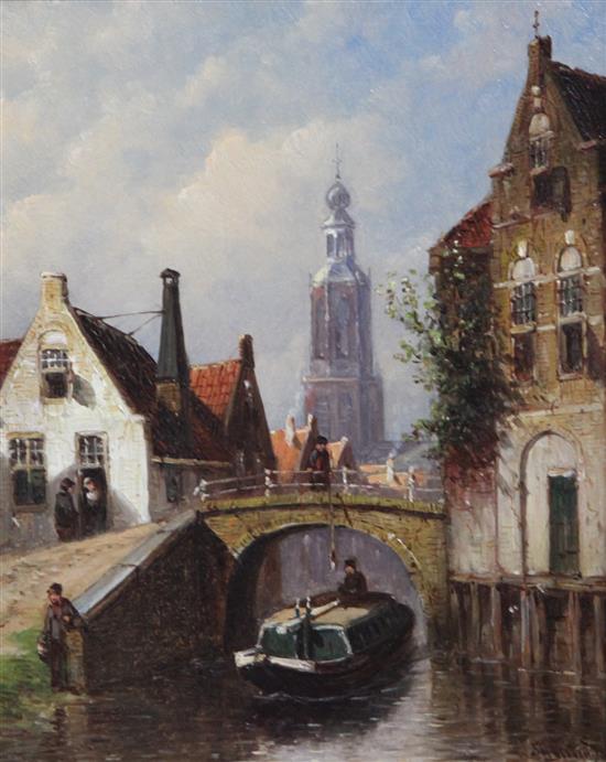 Petrus Gerardus Vertin (1819-1893) View of the old church, Amsterdam and Street scene in the snow 8 x 6.5in.